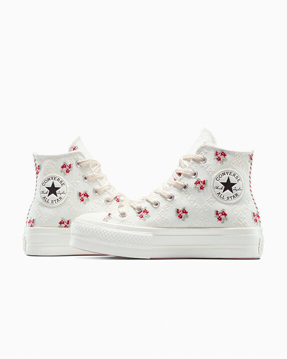 Chuck Taylor All Star Lift Platform Rose Cross Stitch High Top